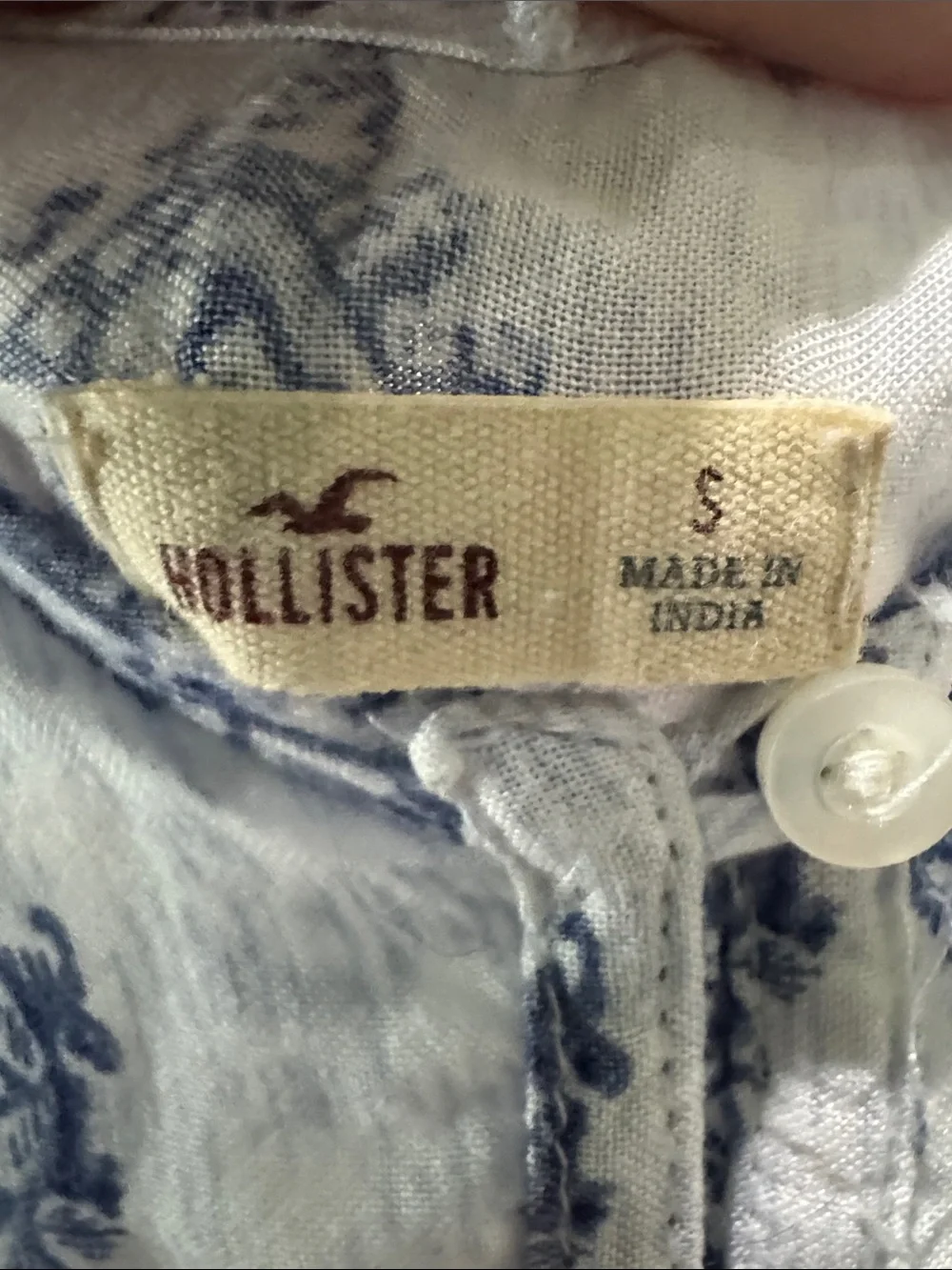 Hollister White and Blue Printed Button Romper - Picture 2 of 3